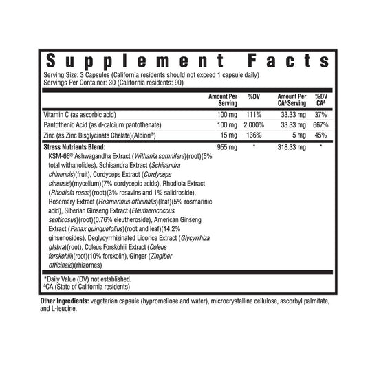 Stress Nutrients supplement facts