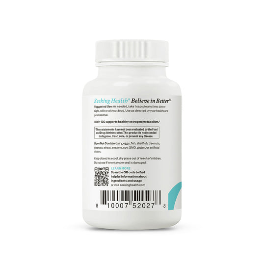 Supplement bottle labeled 'Seeking Health' on a white background