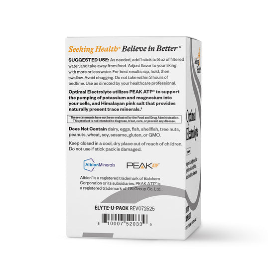 Seeking Health Optimal Electrolyte packaging on a white background