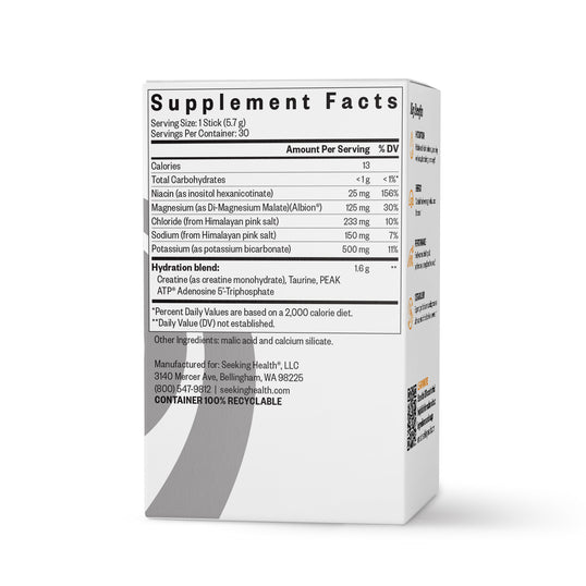 Supplement facts label on a white background