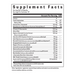 Supplement facts label with detailed nutritional information on a white background