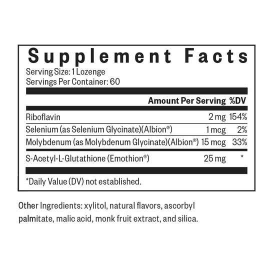 Supplement facts label for a lozenge product on a white background
