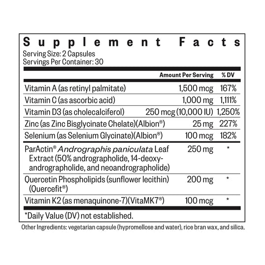 Immune intensive capsules supplement facts panel
