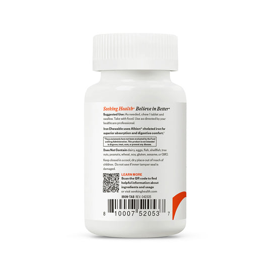 Bottle of Seeking Health product with label on a white background