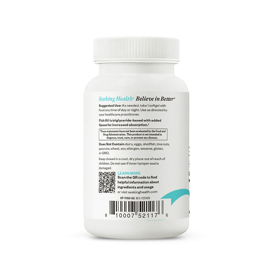 Fish Oil back of bottle supplement facts