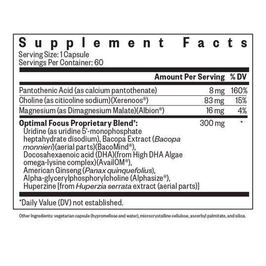 Optimal Focus Supplement Facts