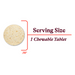 Illustration of a chewable tablet with text indicating 'Serving Size: 1 Chewable Tablet' and '0.75"'.