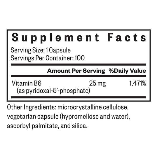 P-5-P (Pyridoxal 5-Phosphate) supplement facts