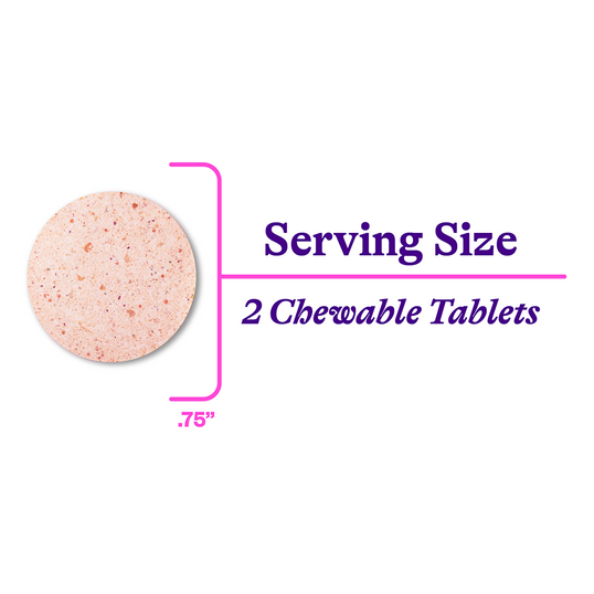 Prenatal Essentials Chewable serving size 2 chewable tablets - 0.75"